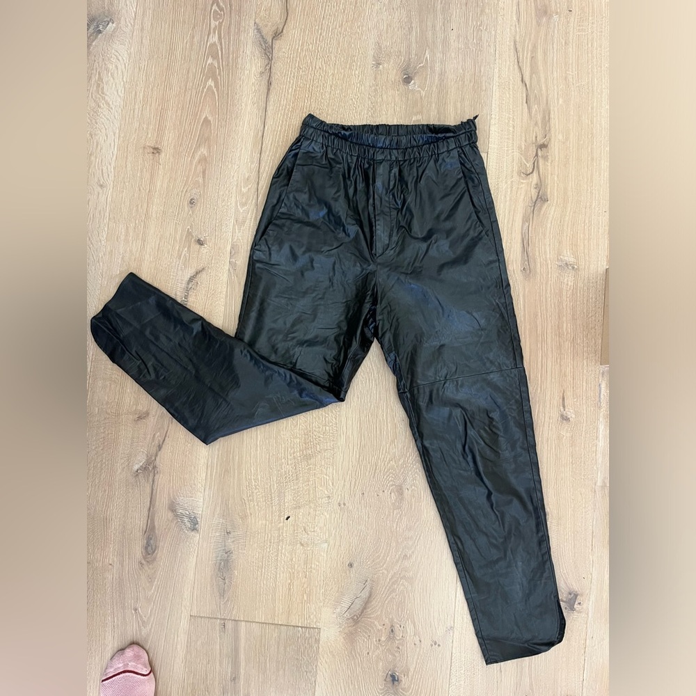 ISABEL MARANT paper bag leather pants in black